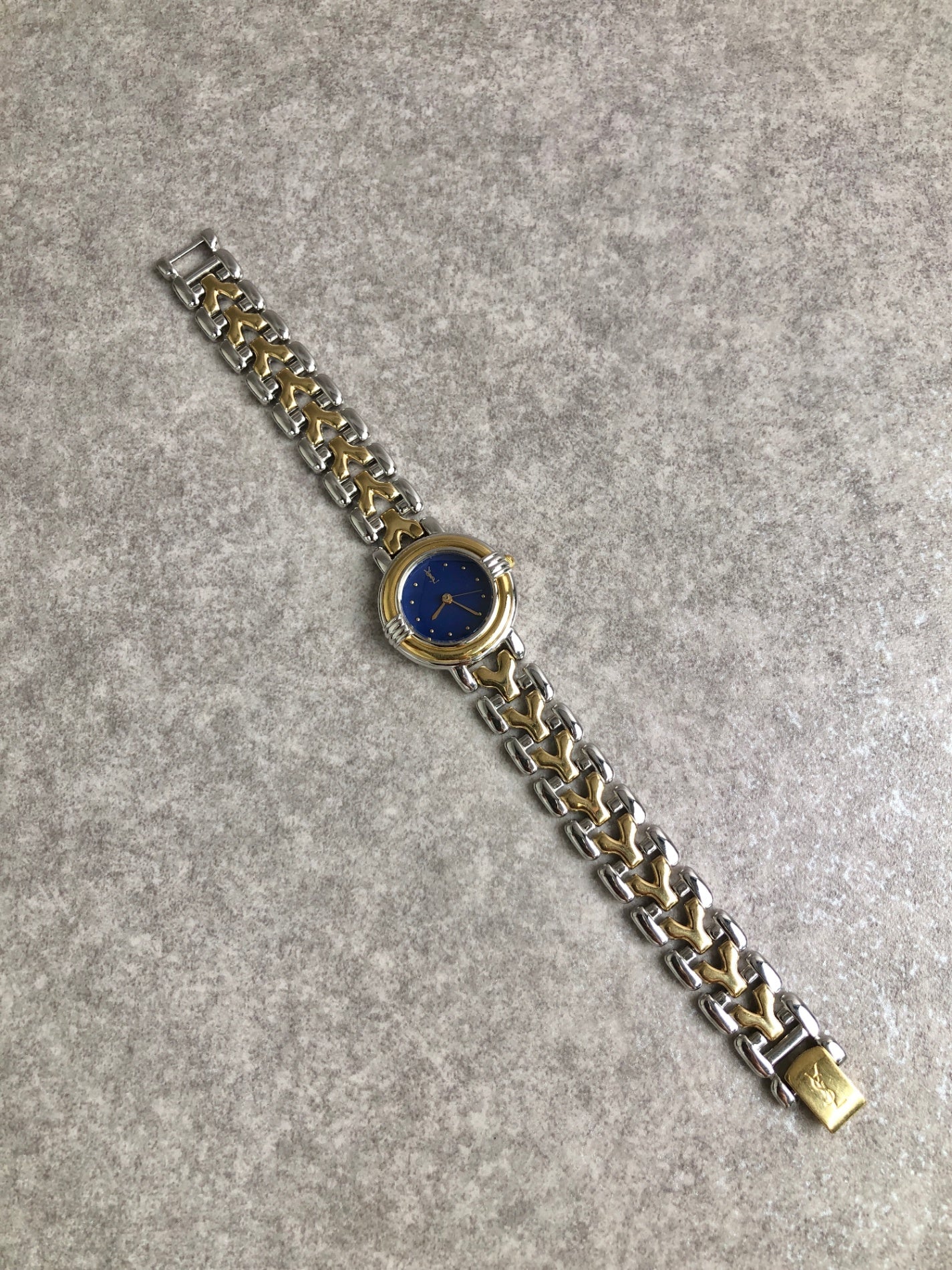 Yves Saint Laurent YSL Logo Watch Gold Vintage znz68y