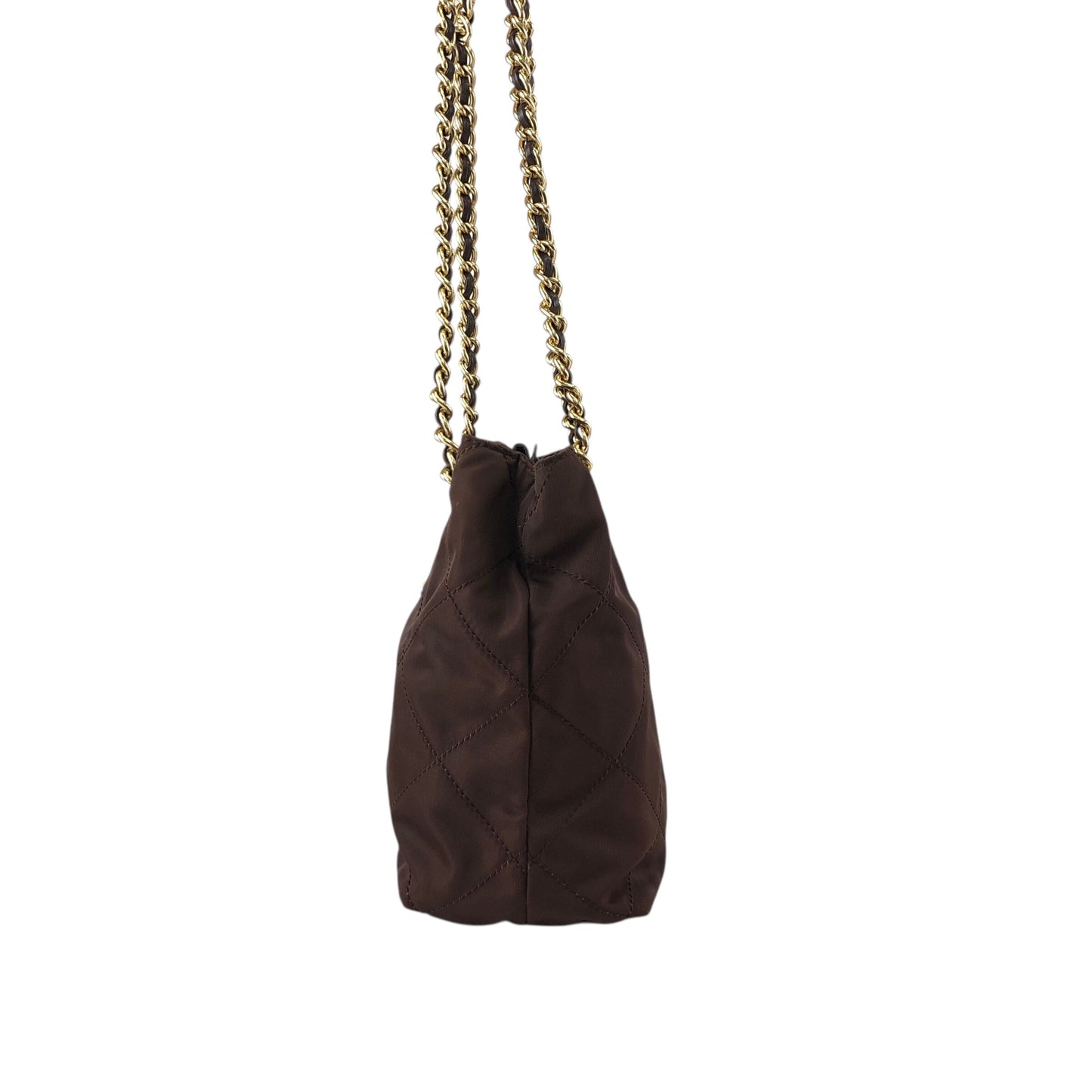 PRADA Triangle Logo Chain Shoulder bag Brown Vintage da3gbv