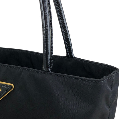 PRADA Tessuto Triangle Logo Totebag Black Vintage 3j825h