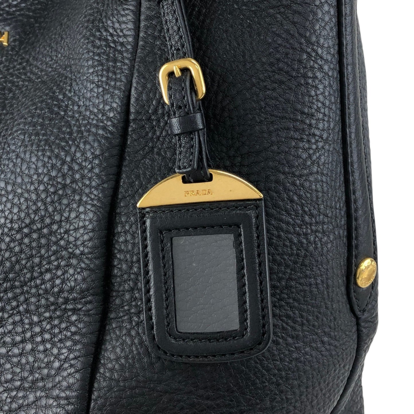 PRADA Logo Two-way Handbag Shoulder bag Black Vintage yhj7uy