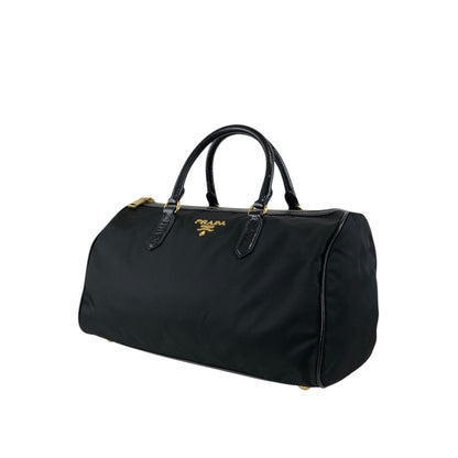 PRADA Logo Handbag Boston bag Black Vintage czrvv6