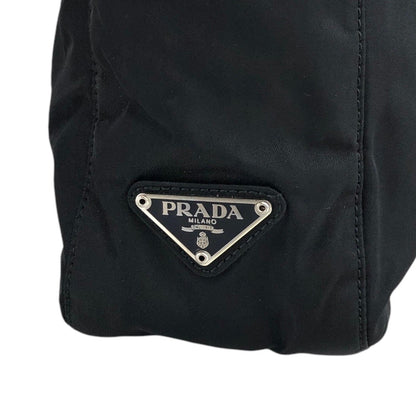 PRADA Triangle Logo  Nylon Handbag Totebag Black Vintage bbewsu