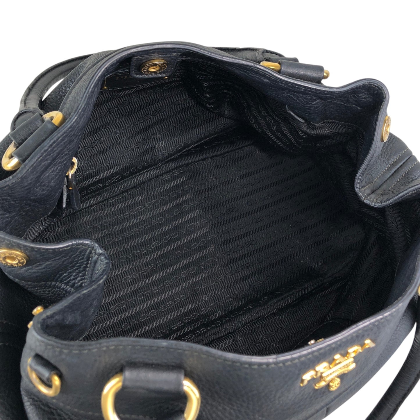 PRADA Logo Handbag Totebag Black Vintage 3ksgpr