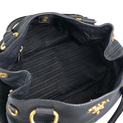 PRADA Logo Handbag Totebag Black Vintage 3ksgpr