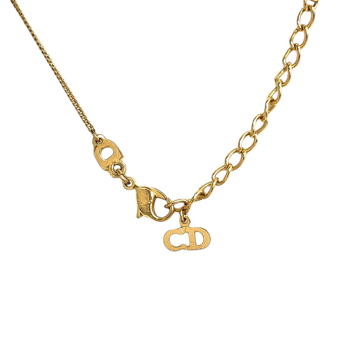 Christian Dior Logo Necklace Gold Vintage u6reh2