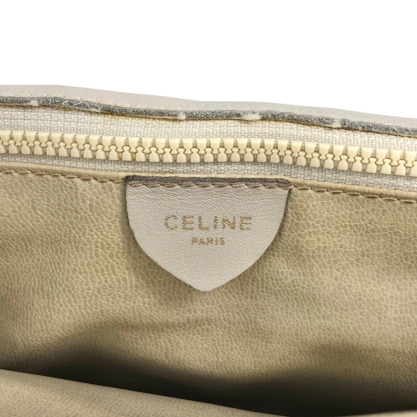 CELINE Triomphe Chain Shoulder bag Beige Vintage em4s7t