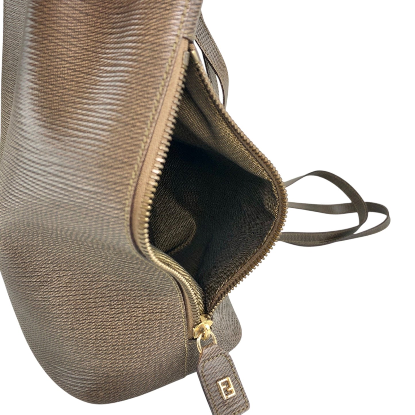 FENDI Logo  Drawstring Shoulder bag Brown Vintage z6vszr