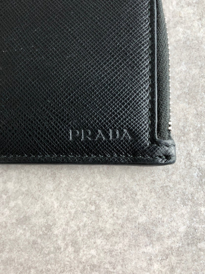 PRADA Logo Embossed Coin Purse Black Vintage ui5iej