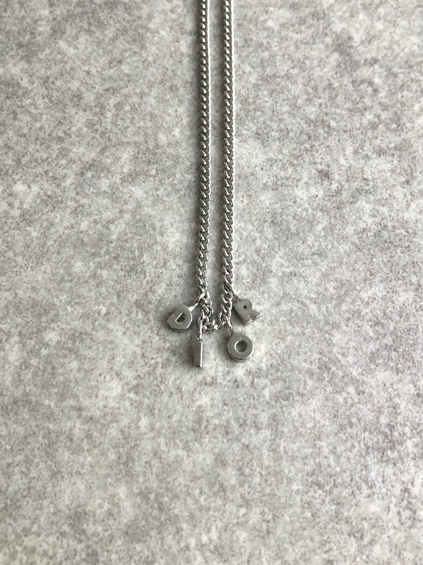 Christian Dior Dior Logo Charm Necklace Silver Vintage vrmrth