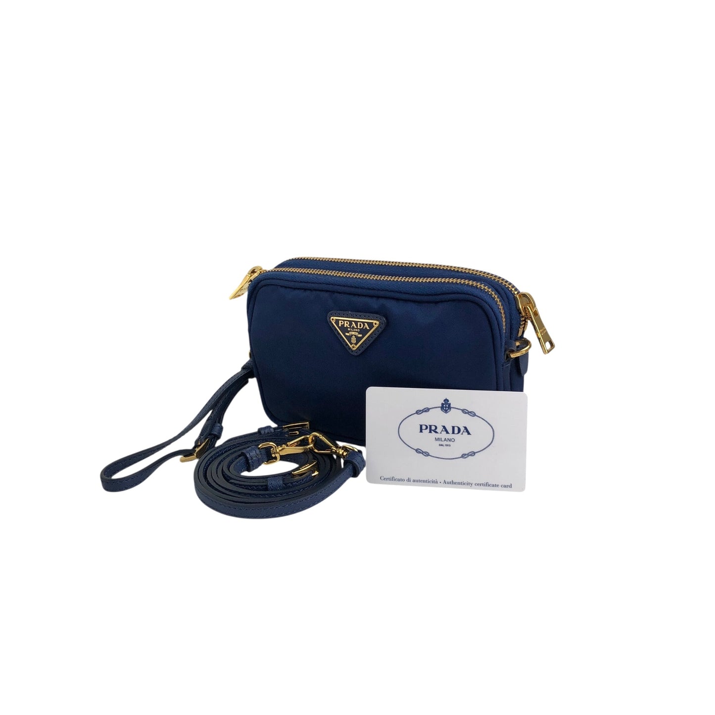 PRADA 三角形標誌雙向小手提包單肩包藍色復古 wa4xz3