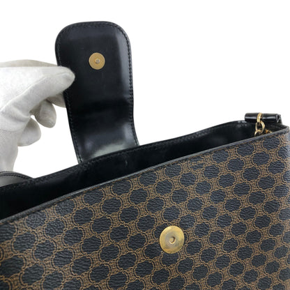 CELINE Macadam Toggle Clasp Shoulder bag Black Vintage fphffk