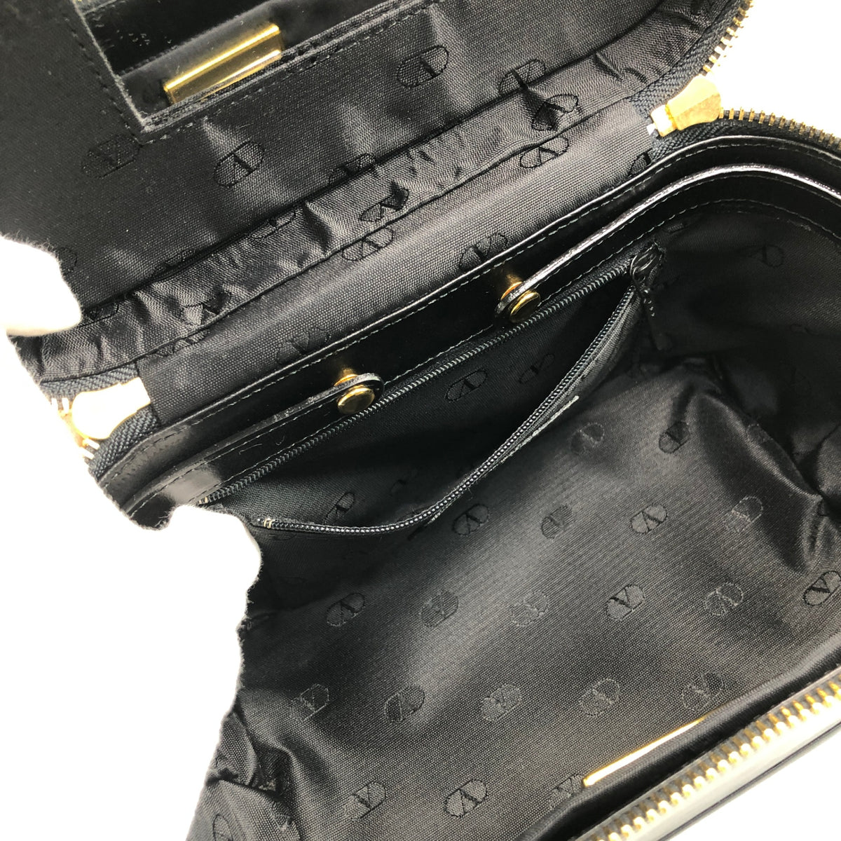 VALENTINO GARAVANI Logo Charm Two-way Handbag Shoulder bag Black Vintage b2wgf5