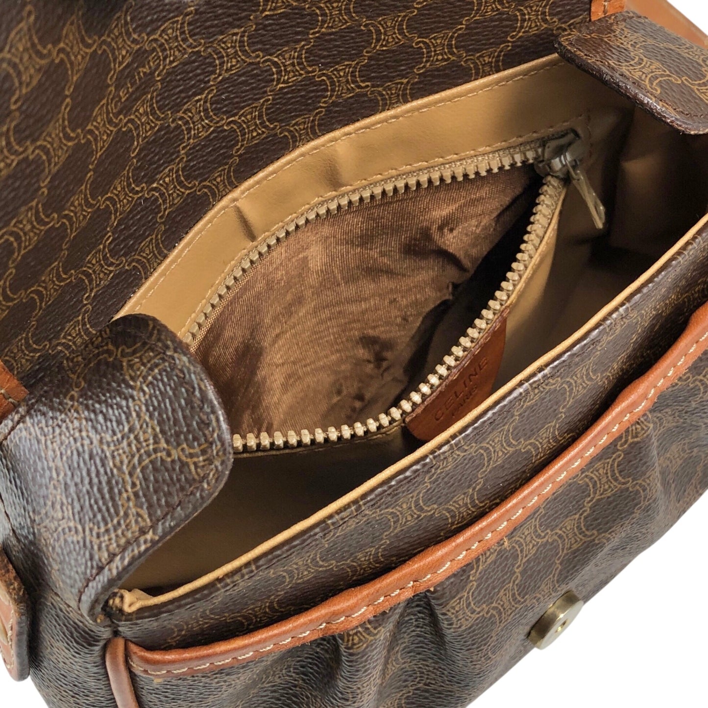 CELINE Macadam Blason Shoulder bag Brown Vintage w4w3x4