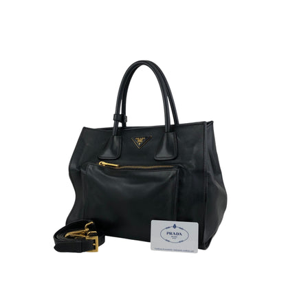 PRADA Triangle Logo Two-way Handbag Shoulder bag Black Vintage d2mxxu