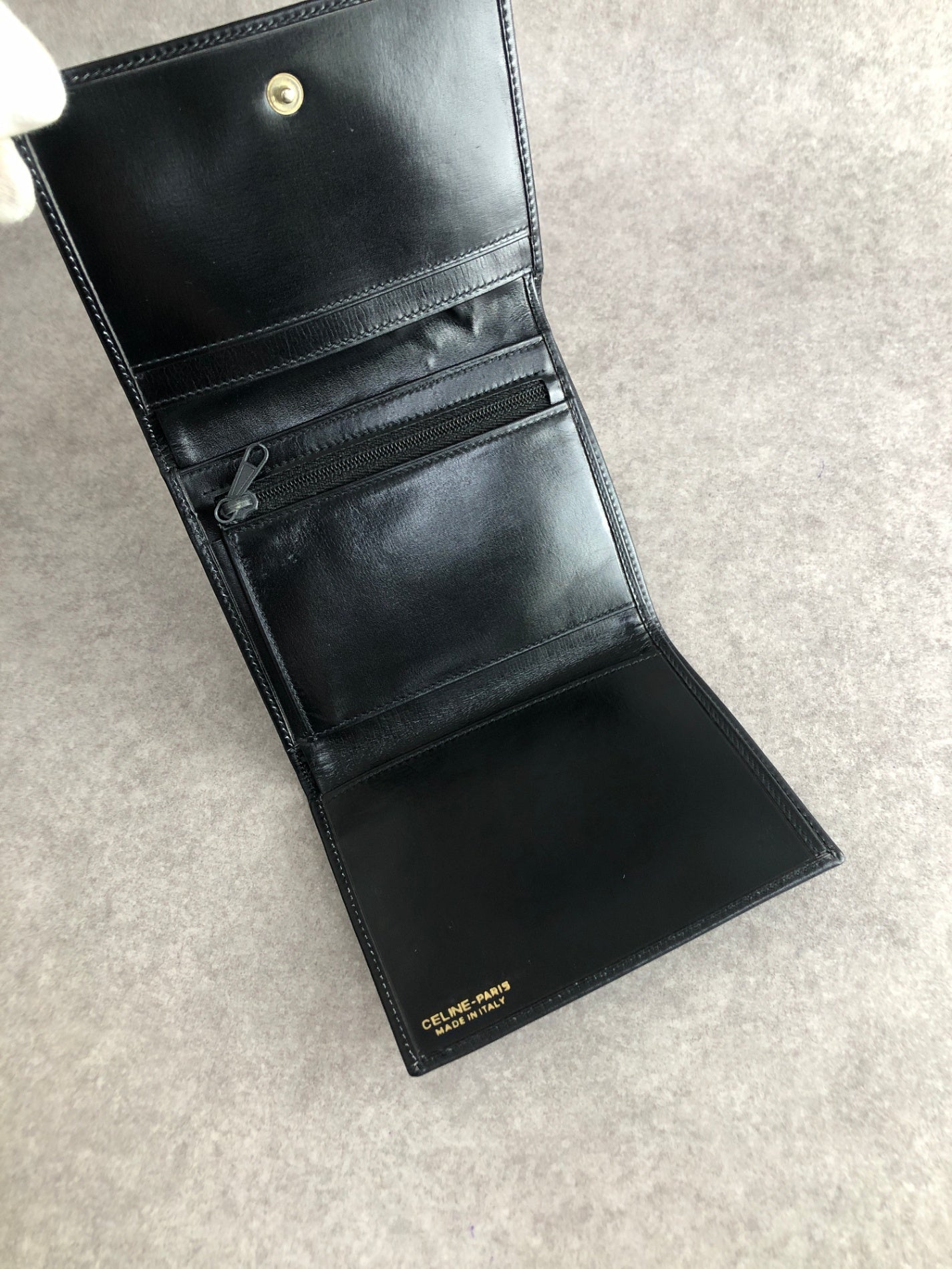 CELINE Horse Carriage Trifold Wallet Black Vintage 4azh3v