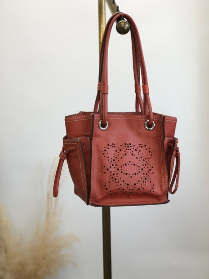 LOEWE Anagram Handbag Red Brown Vintage jcggg5