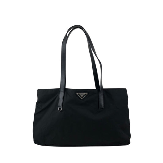 PRADA Tessuto Triangle Logo Handbag Totebag Black Vintage rjuwj5