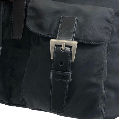 PRADA Triangle Logo Double Pocket  Backpack Black Vintage svzxry