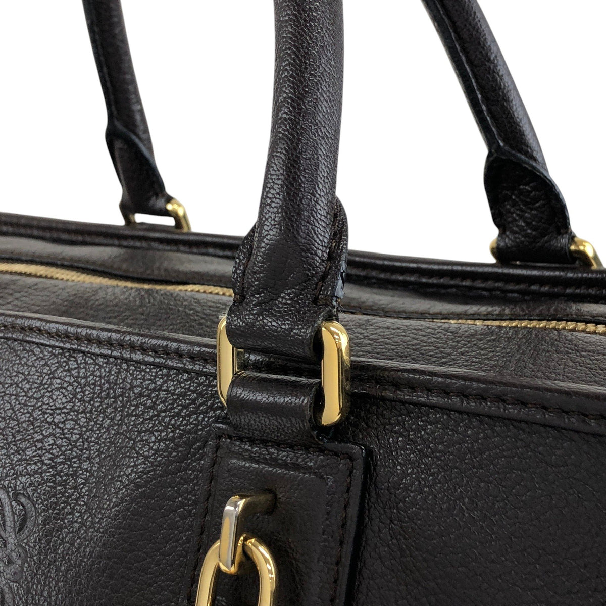 LOEWE Amazona36 Anagram Handbag Boston bag Dark Brown Vintage ihmrwb