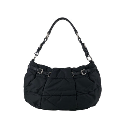 PRADA Logo Shoulder bag Hobobag Black Vintage kut77d