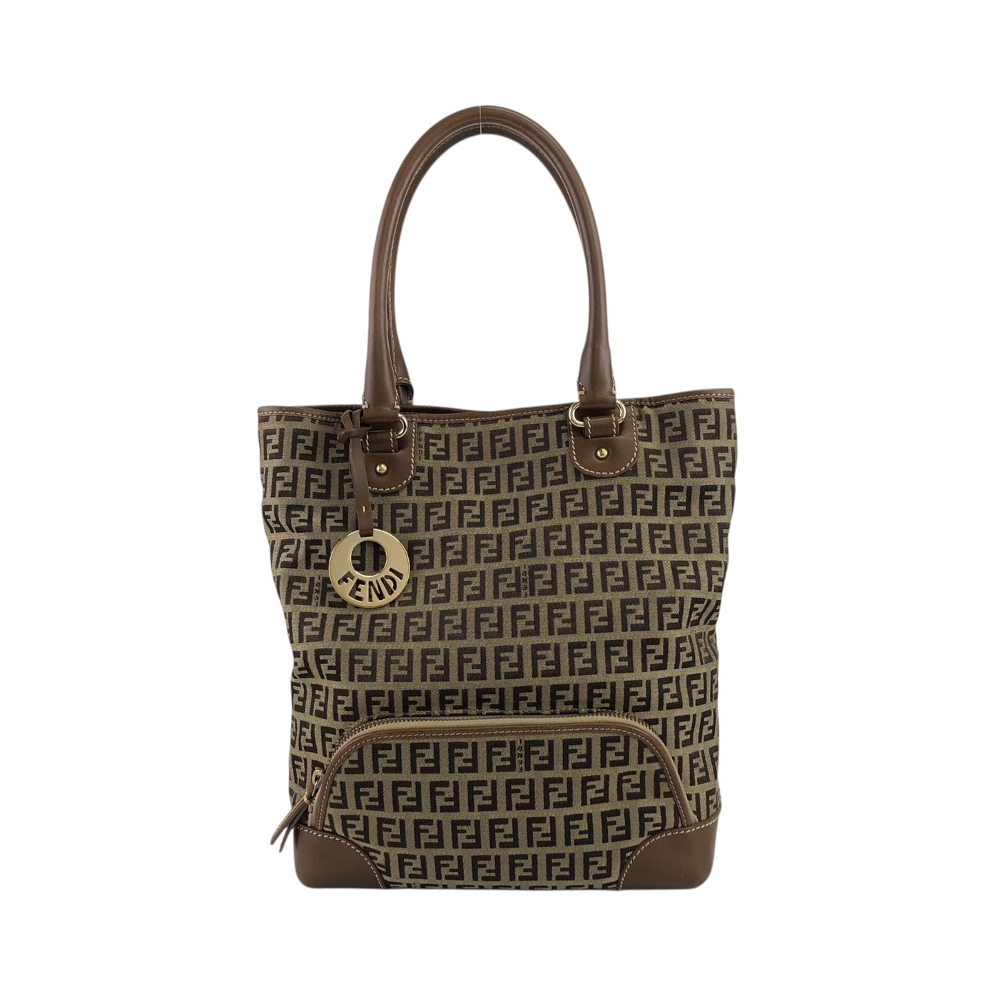 FENDI Zucchino Charm Handbag Brown Vintage 5ackrv
