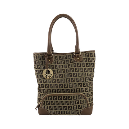 FENDI Zucchino Charm Handbag Brown Vintage 5ackrv