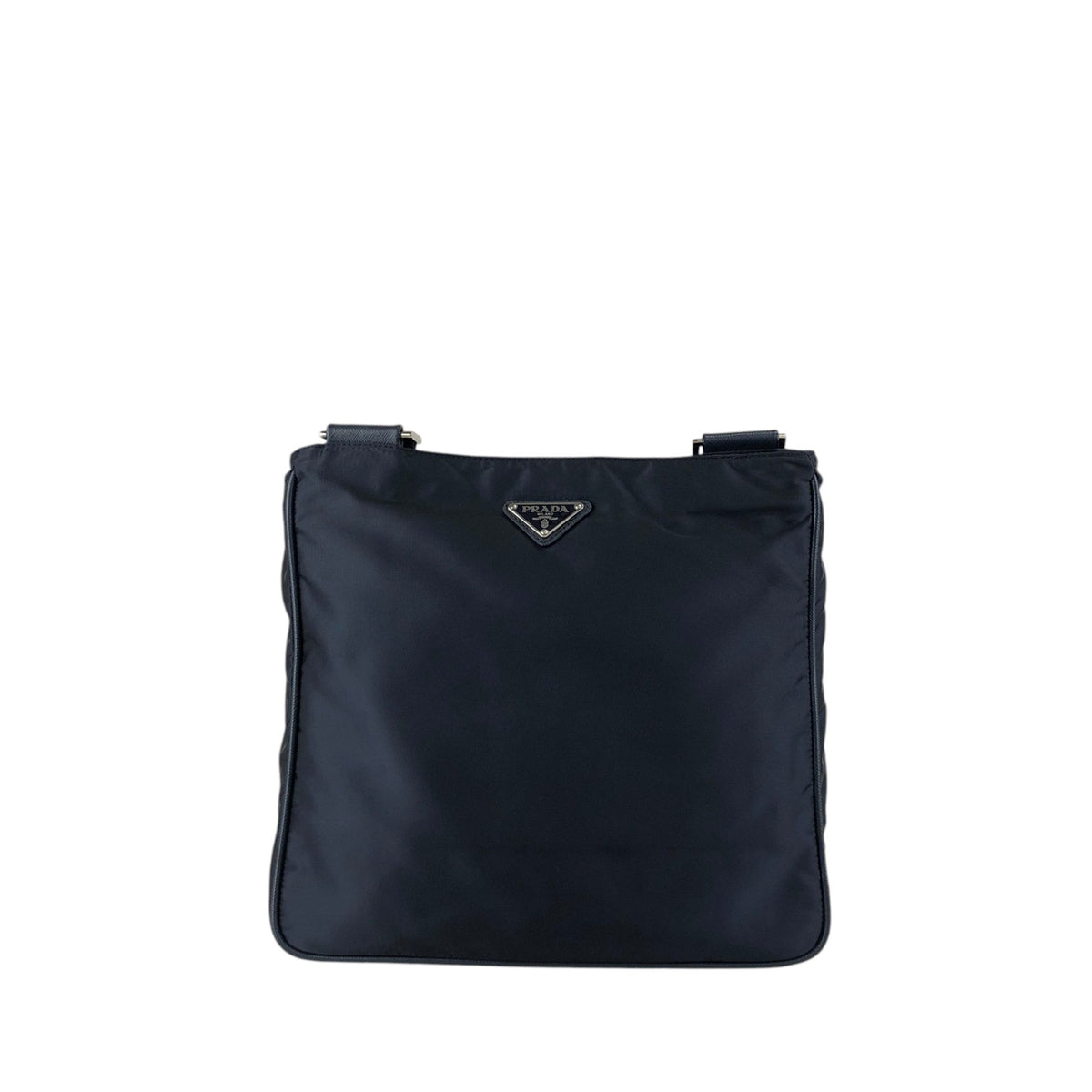 PRADA Logo Front Buckle Shoulder bag Navy Vintage eiigp4