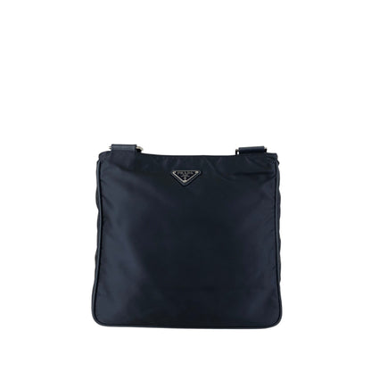 PRADA Logo Front Buckle Shoulder bag Navy Vintage eiigp4