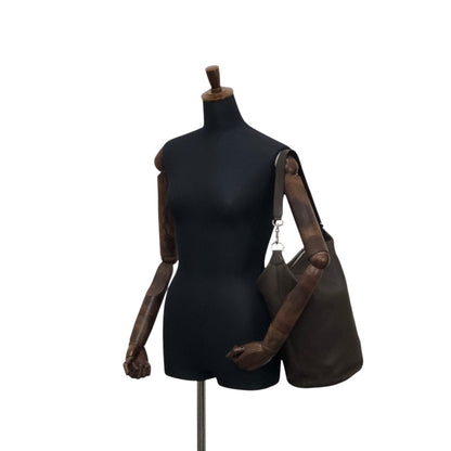 CELINE Blason Logo Embossed Shoulder bag Brown Vintage n78r2a
