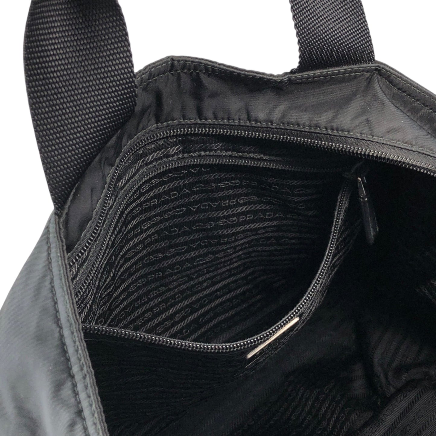 PRADA Tessuto Triangle Logo Two-way Handbag Shoulder bag Black Vintage 4s54ei