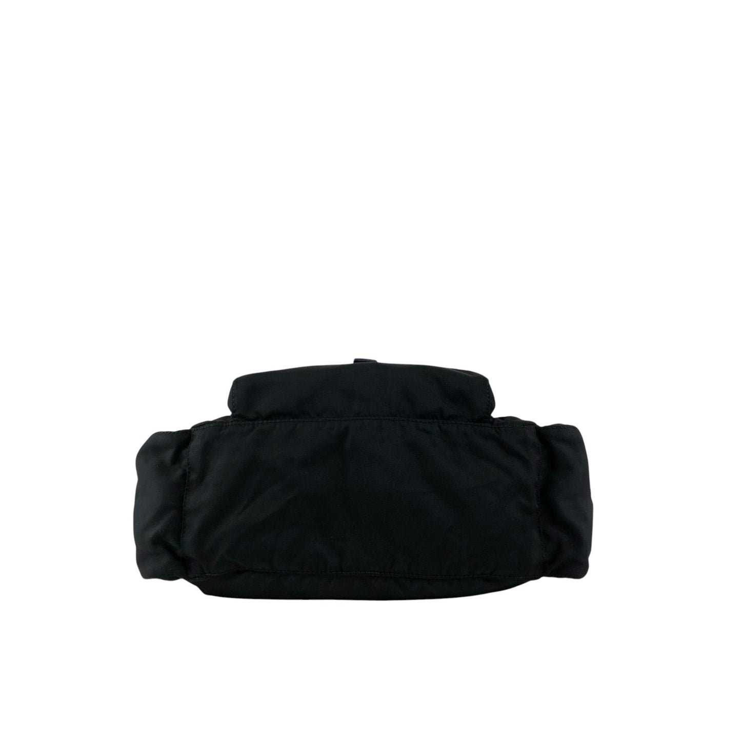 PRADA Tessuto Triangle Logo Front Buckle Side Pocket Shoulder bag Black Vintage 75anhg