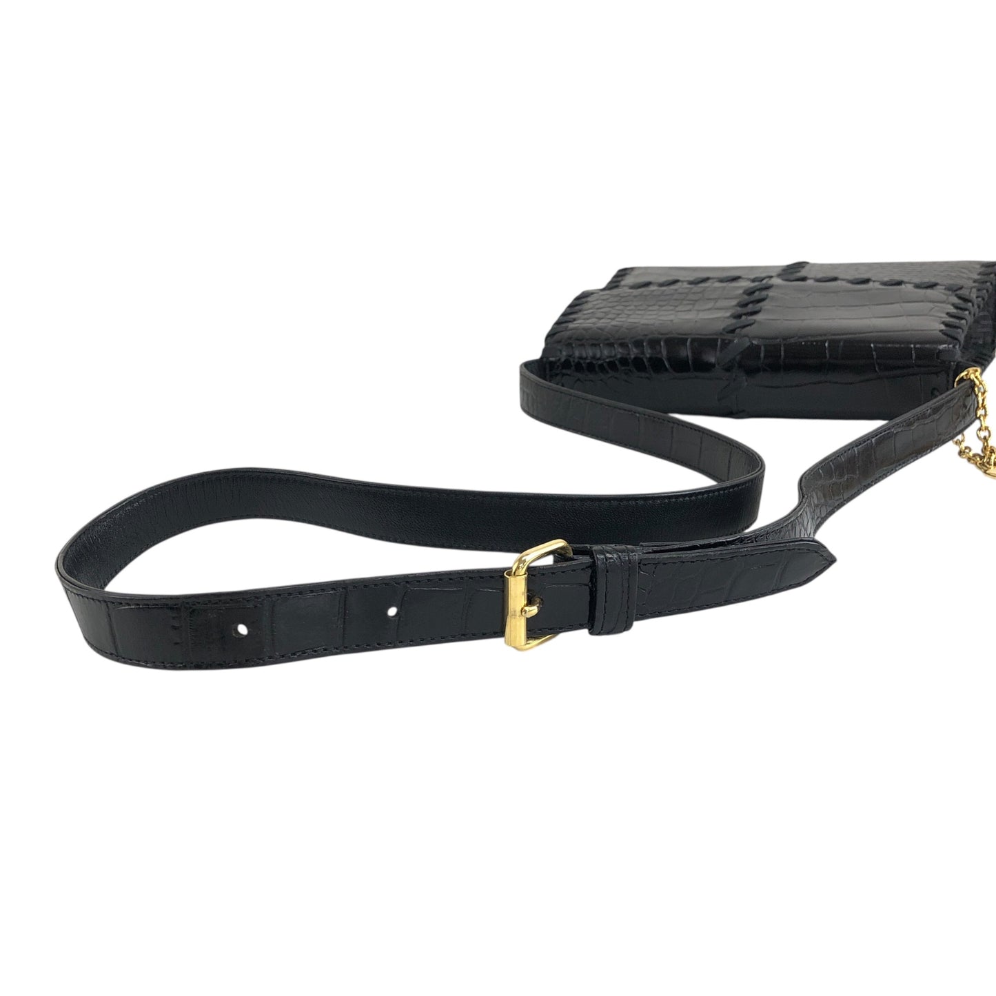 Yves Saint Laurent YSL Logo Charm Shoulder bag Black Vintage p7s3ib