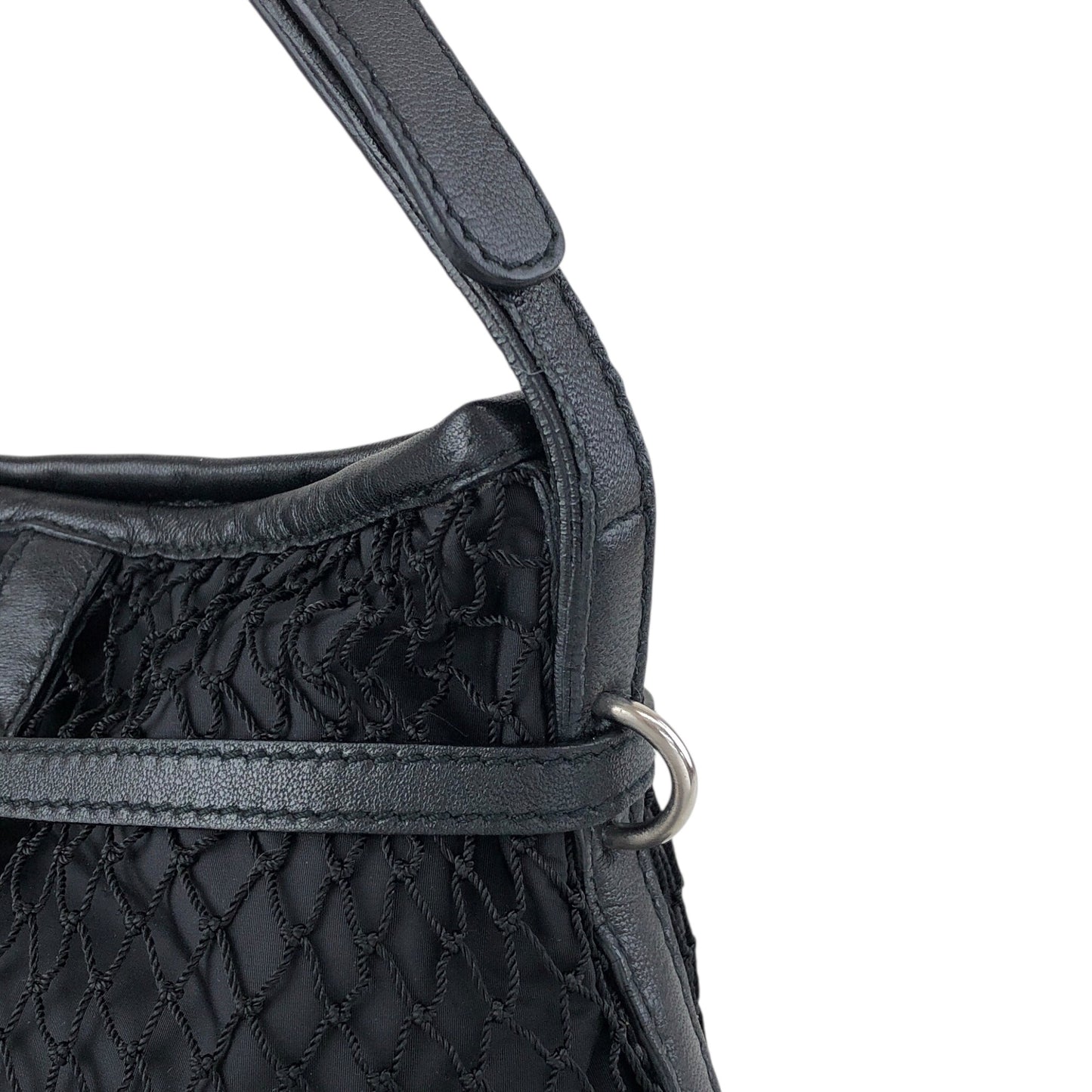 PRADA Tessuto Triangle Logo Shoulder bag Black Vintage 7hmnip