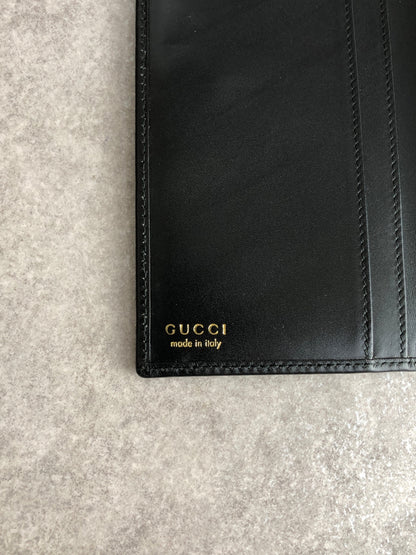 GUCCI Horse Bit Long Wallet Black Vintage 5m243v