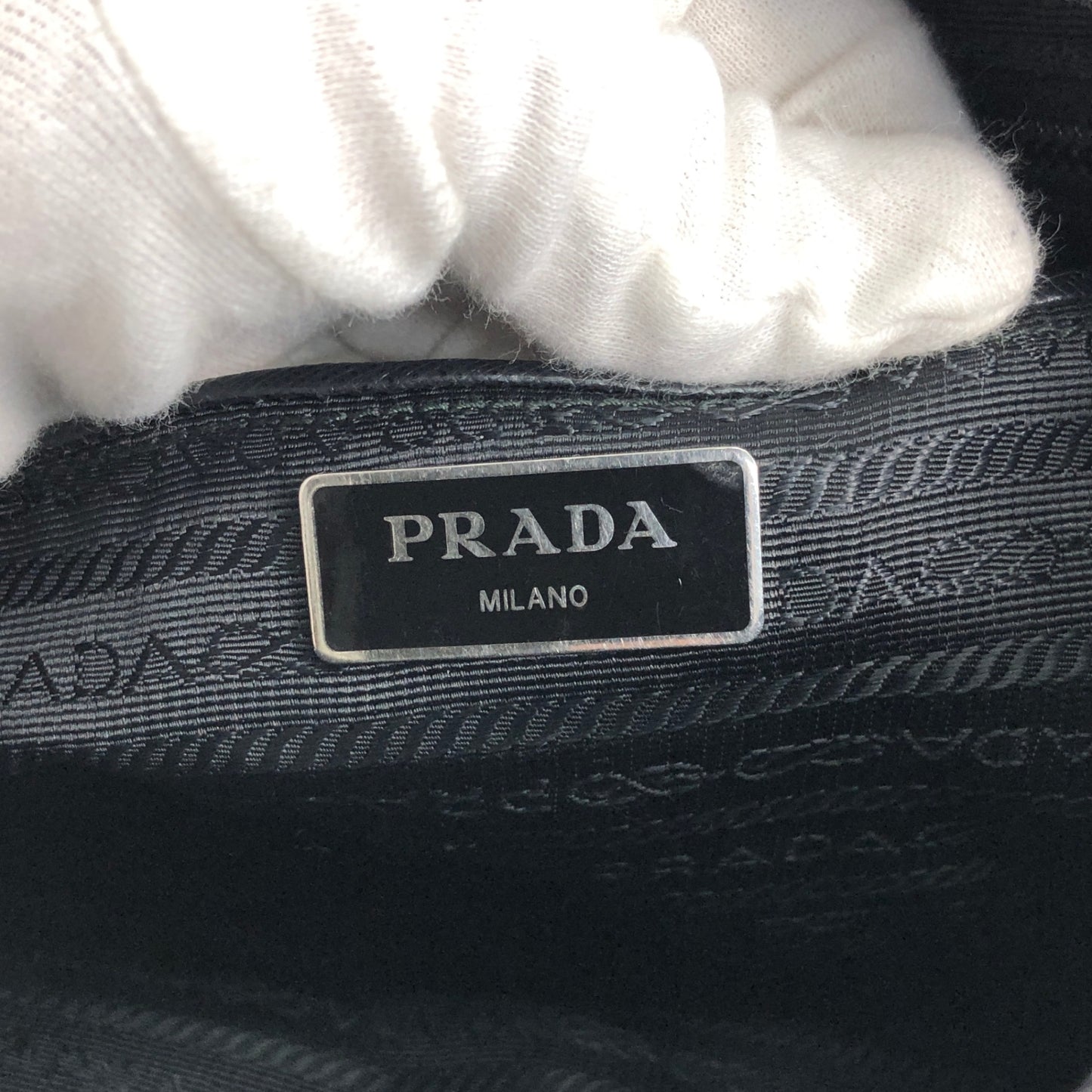 PRADA Tessuto Triangle Logo Shoulder bag Black Vintage t2gb5a