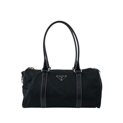 PRADA Triangle Logo Small Boston bag Handbag Black Vintage ixt5hp