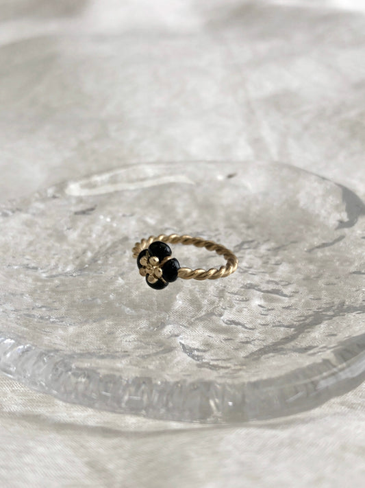 CHANEL Ring Gold×Blac× Vintage 6ykawc