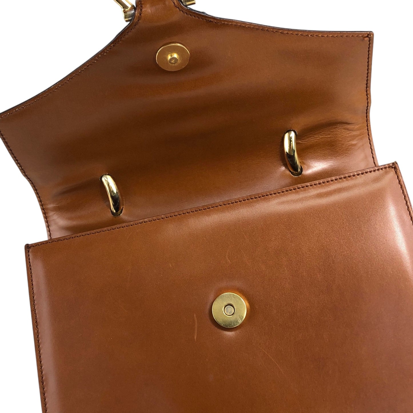 CELINE Horse Bit Handbag Brown Vintage w8t6ny