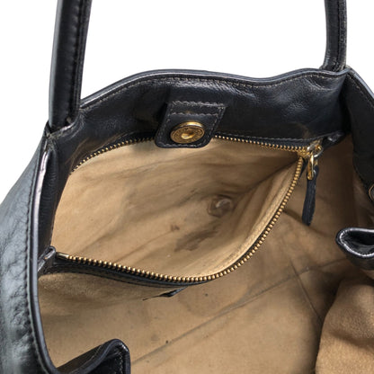 PRADA Logo Front Pocket Handbag Black Vintage gkw2r3