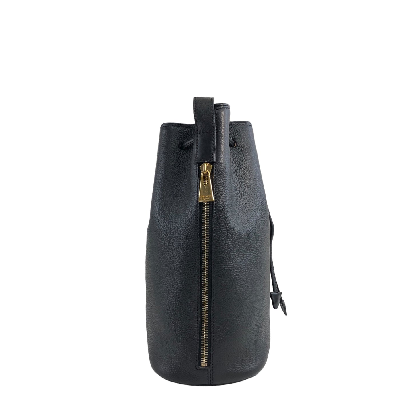 CELINE Toggle Clasp Drawstring Shoulder bag Black Vintage hb8yju
