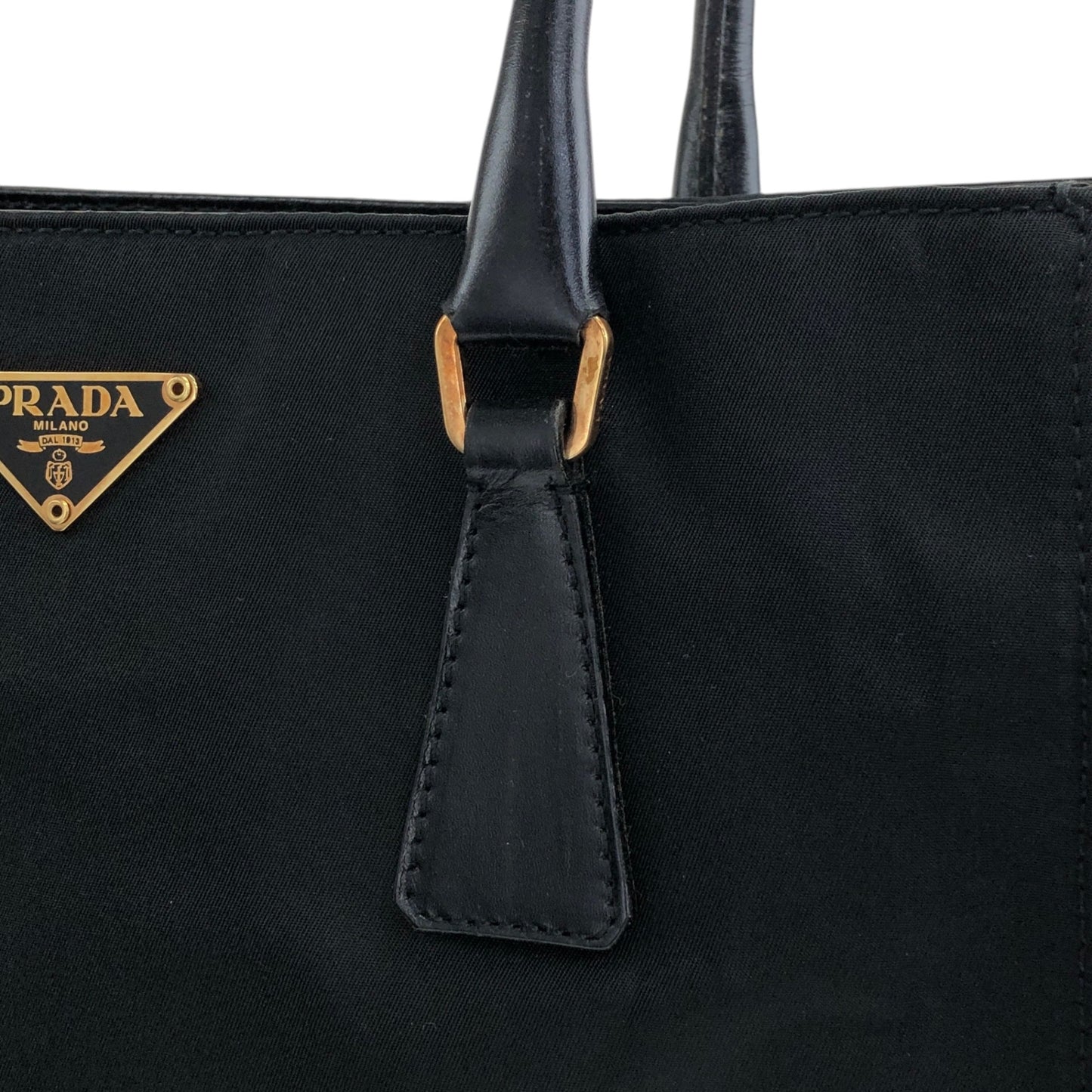 PRADA Tessuto Triangle Logo Totebag Black Vintage xs7v7s