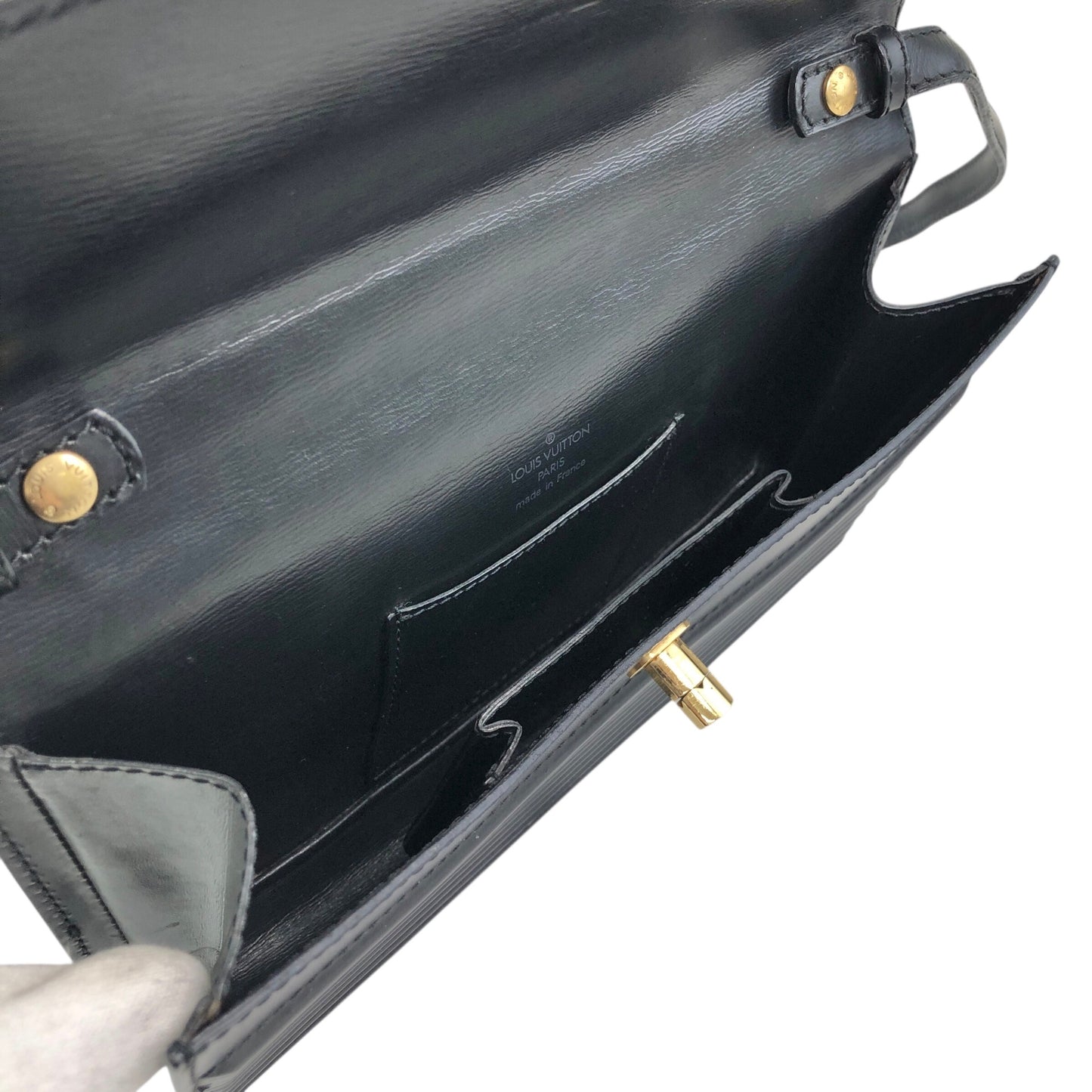 LOUIS VUITTON Epi Turn Lock Shoulder bag Black Vintage 6y7n33