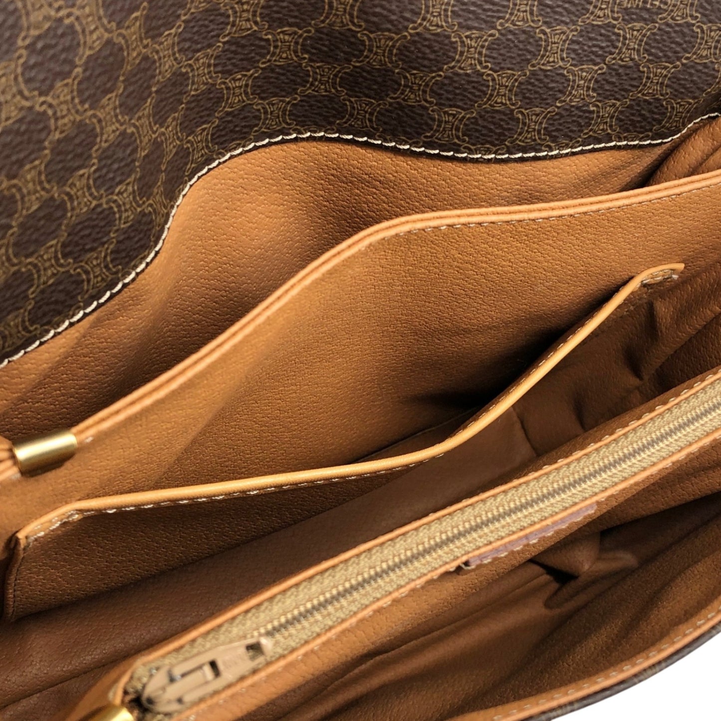CELINE Macadam Blason Front Buckle Shoulder bag Brown Vintage zfp76j