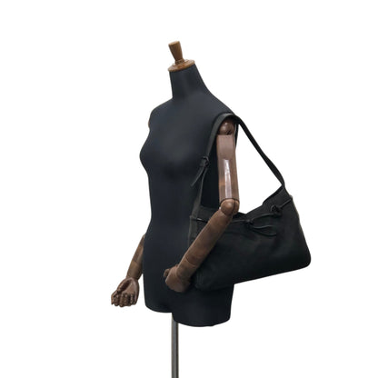 GUCCI GG Canvas Horse Bit Shoulder bag Black Vintage h5tsed