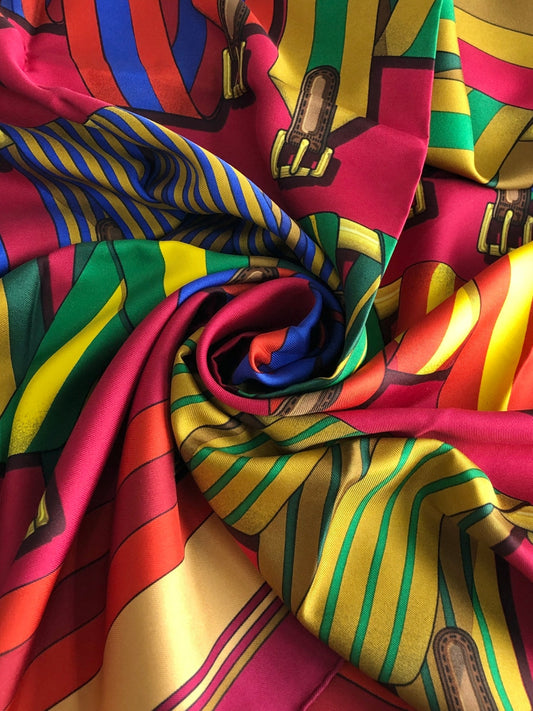 HERMES SILK Scarf Brown×Bordeaux Vintage xrkatw
