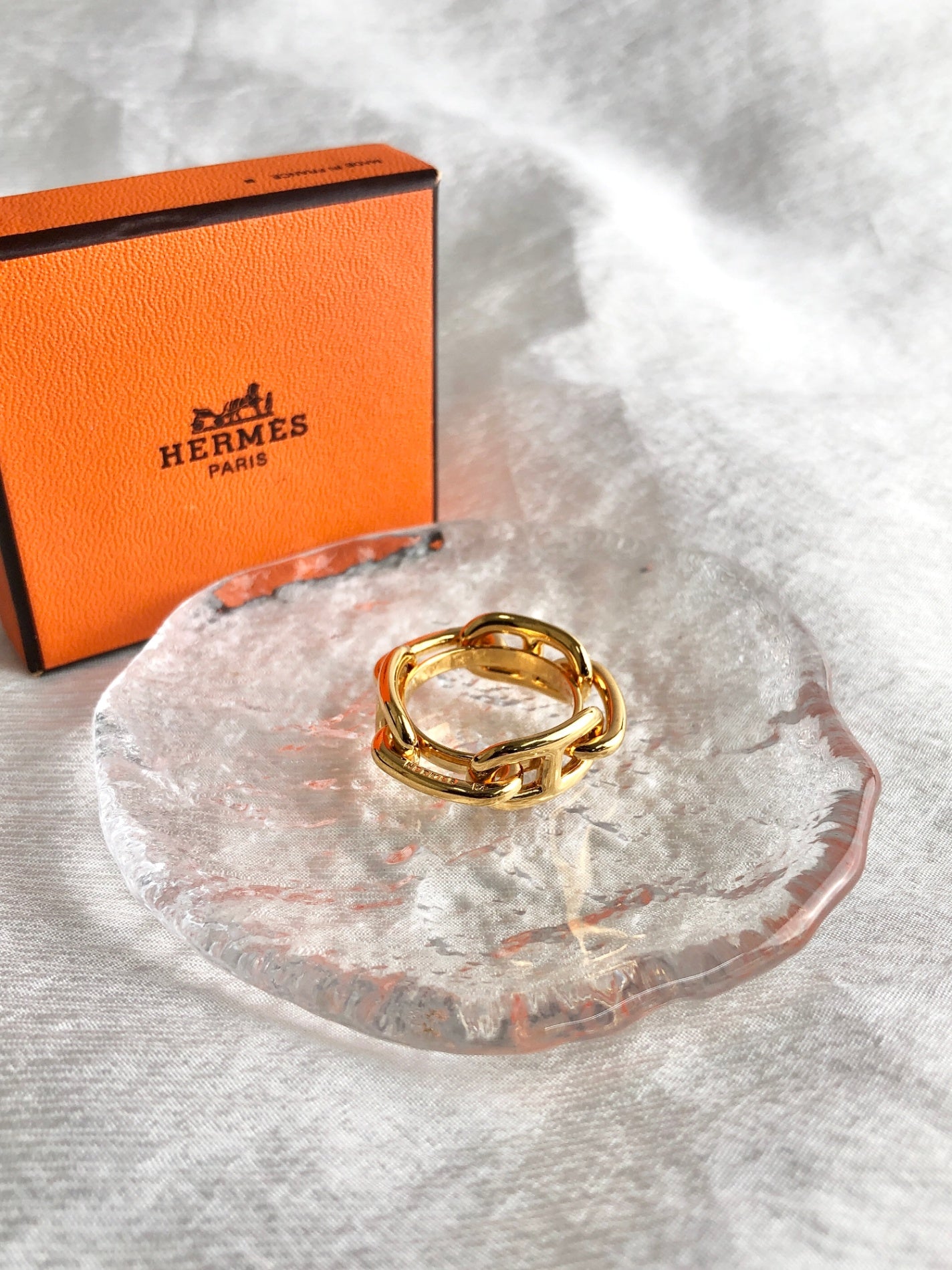 HERMES Chaine d'ancre Scarf Ring Gold Vintage yf4p2h