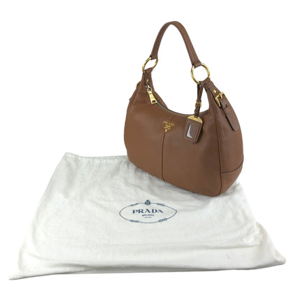 PRADA Logo Shoulder bag Hobobag Brown Vintage vbntex