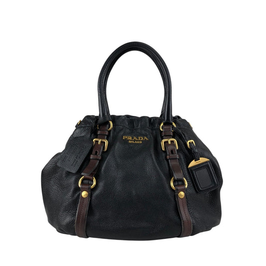PRADA Logo Handbag Totebag Black Vintage dcjbha