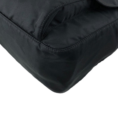 PRADA Tessuto Triangle Logo Front Buckle Shoulder bag Black Vintage fsnzjh