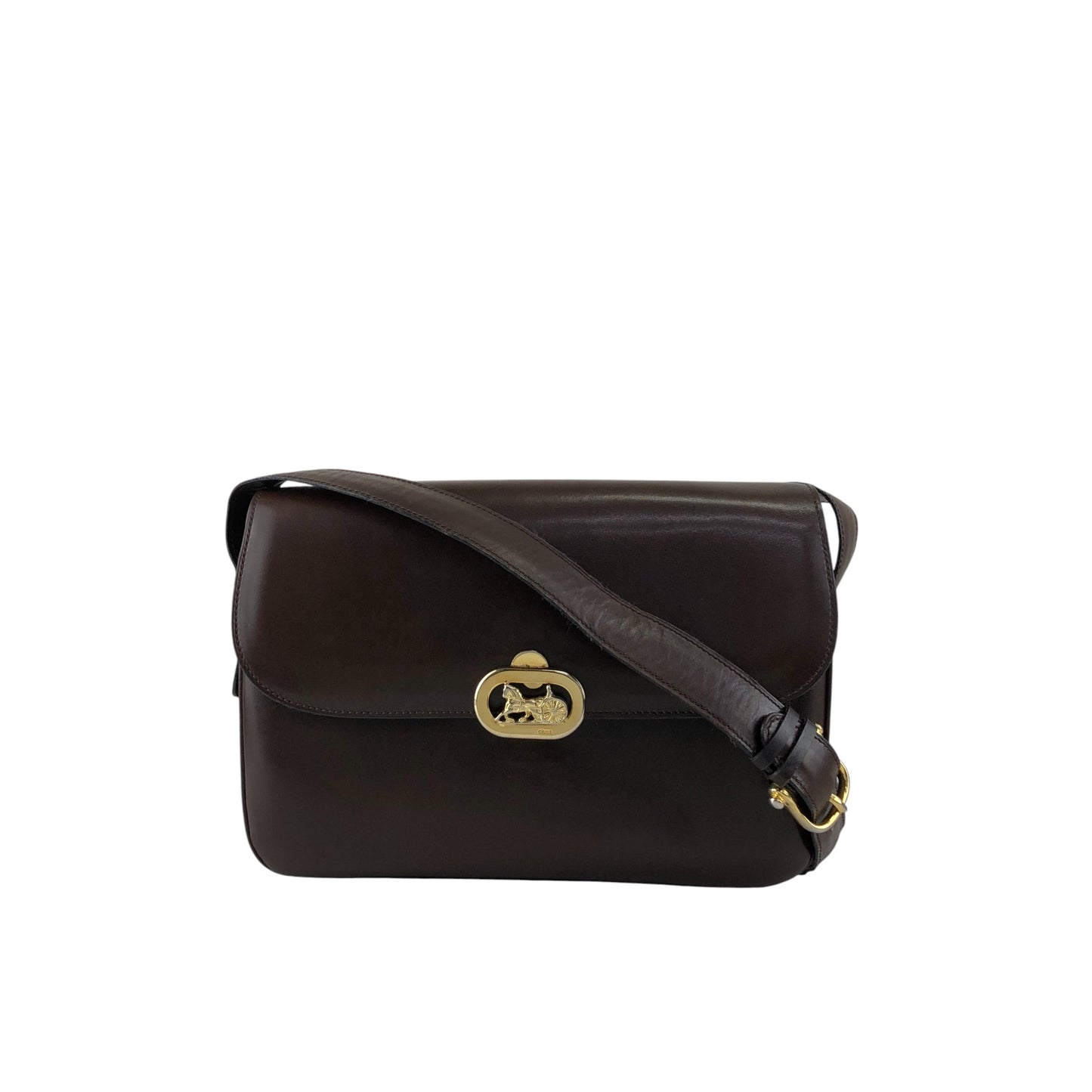 CELINE Triomphe Horse Carriage Shoulder bag Brown Vintage thyd2h